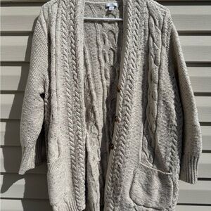 Chunky Cable Knit Cardigan - Oatmeal Speckled